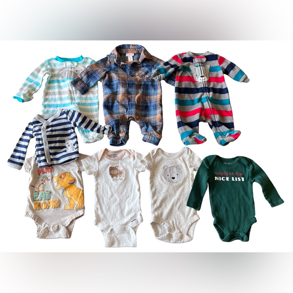Newborn Boys Baby Clothing 8 Piece Bundle Sleepers Zipper One Piece Mix